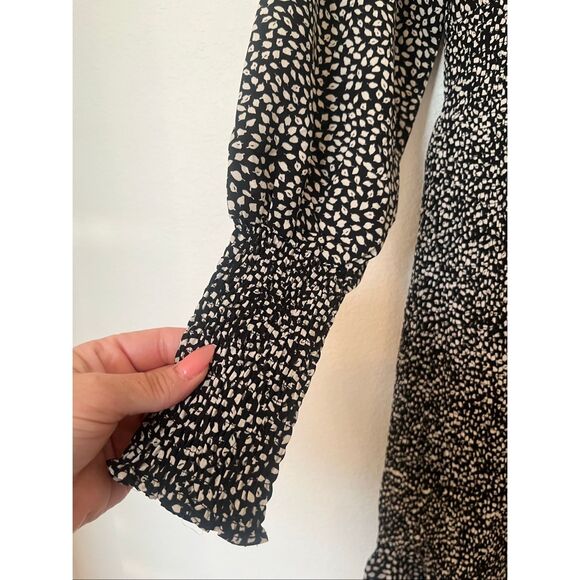 Women's She + Sky Leaf Long Sleeve Dress Fall Medium Boho Square Neck Midi NEW N - Picture 5 of 7